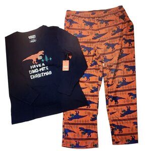 Christmas Dinosaur Pajamas 2PC Set Womens Sz L Jammies for your Families PJs NEW